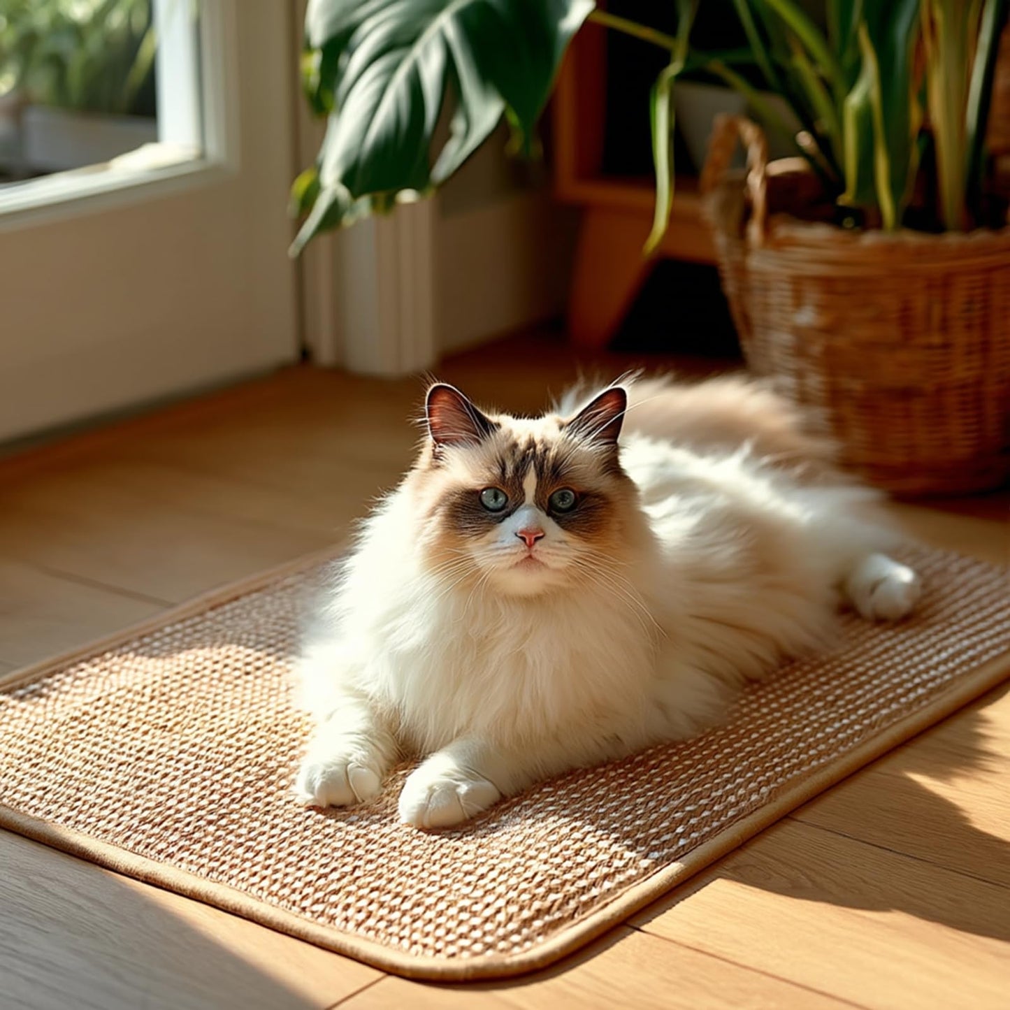 Cat Scratching Mat Sisal, Sisal Fabric Large Pet Scratching Pad for Indoor Cats with Adhesive Hook Loop Tape, Cat Scratching Rug Wall Scratchers (1pcs(11x13.8in))