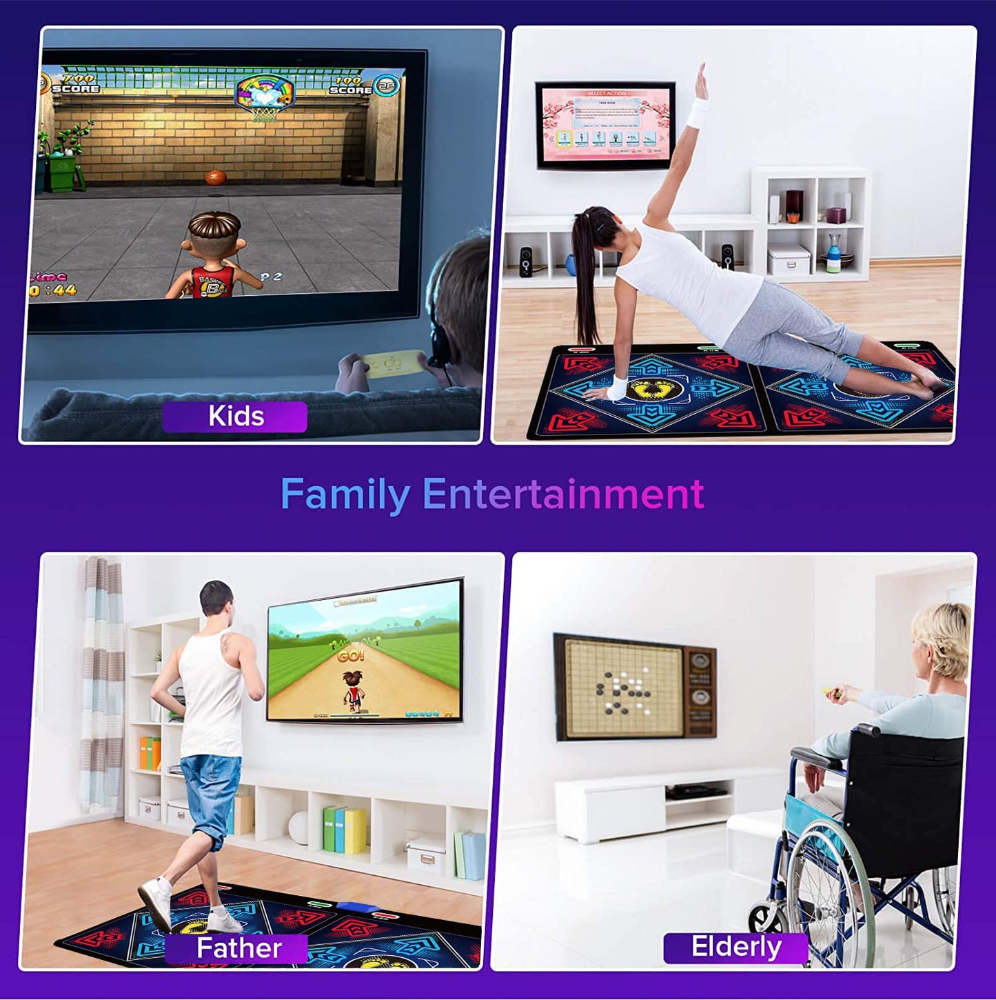 WuZhuangYuan Music Dance Mat for Kids & Adults,Ideal for Fitness Dance Games,64GB Memory Card,899 Games,75 Music Videos,650 Songs.for TV use,Made of Premium Flannel,a Luxurious Gift for Children