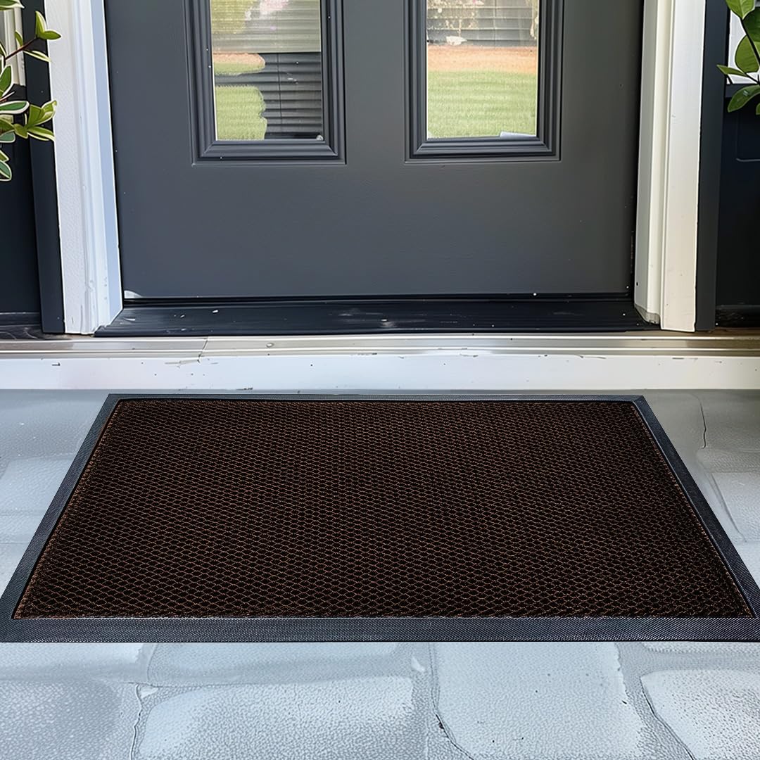 Muddy Mat® Meshy Mat™ Door Mat Heavy-Duty Quick-Dry Floor Mat, Sand & Dirt Trapper for Indoor & Outdoor, Ideal for Entrance, Mudrooms,Patios & Garages,Low-Profile,Non-Slip,Washable– Brown 17"x30"x0.4"