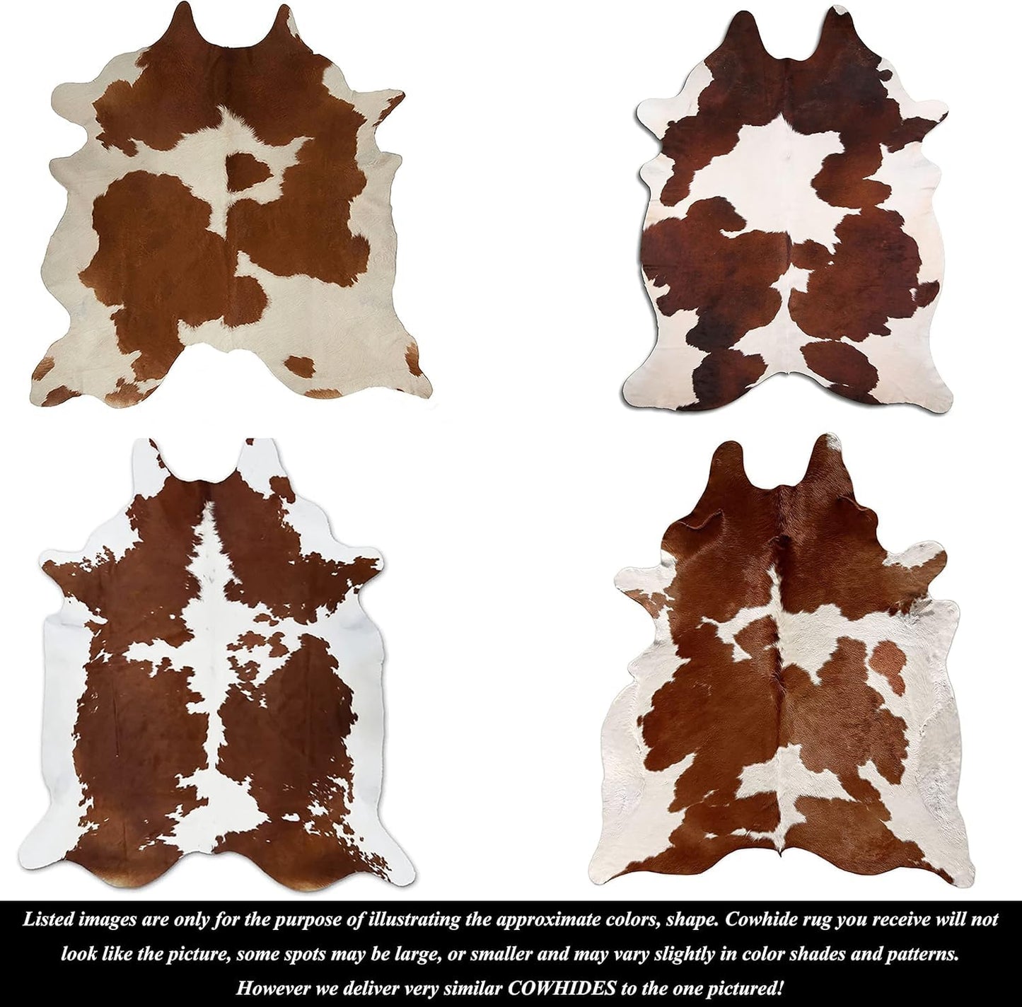 URBAN BUCK Brown & White Cowhide Area Rug Natural Premium Quality Cow Skin Hair On Leather Rug for Bedroom Décor 5ft x 5ft (60Inch x 60Inch, 152.4CM x 152.4CM)