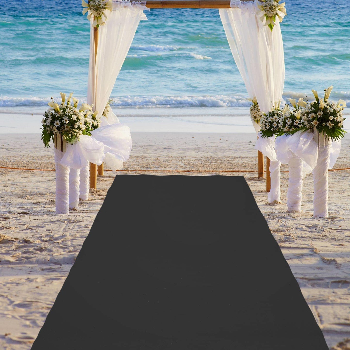 Boao 20 x 2.3 ft Neoprene Carpet Runner Reusable Plastic Floor Runner Non Slip Rubber Backed Rugs for Hallway Aisle Carpet Roll for Wedding Party Decor Prom Business Outdoor(Black)