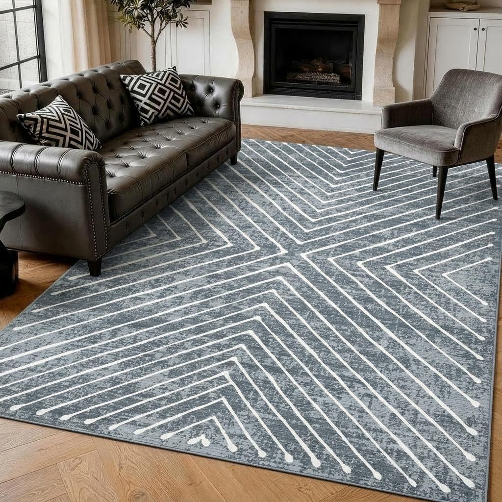 ROYHOME 8x10 Area Rug for Living Room Washable Rug Non Slip Large Bedroom Stain Resistant Dining Room Throw Rug Contemporary Accent Carpet Ultra Soft Modern Carpet for Home Decor Office, Dark Grey