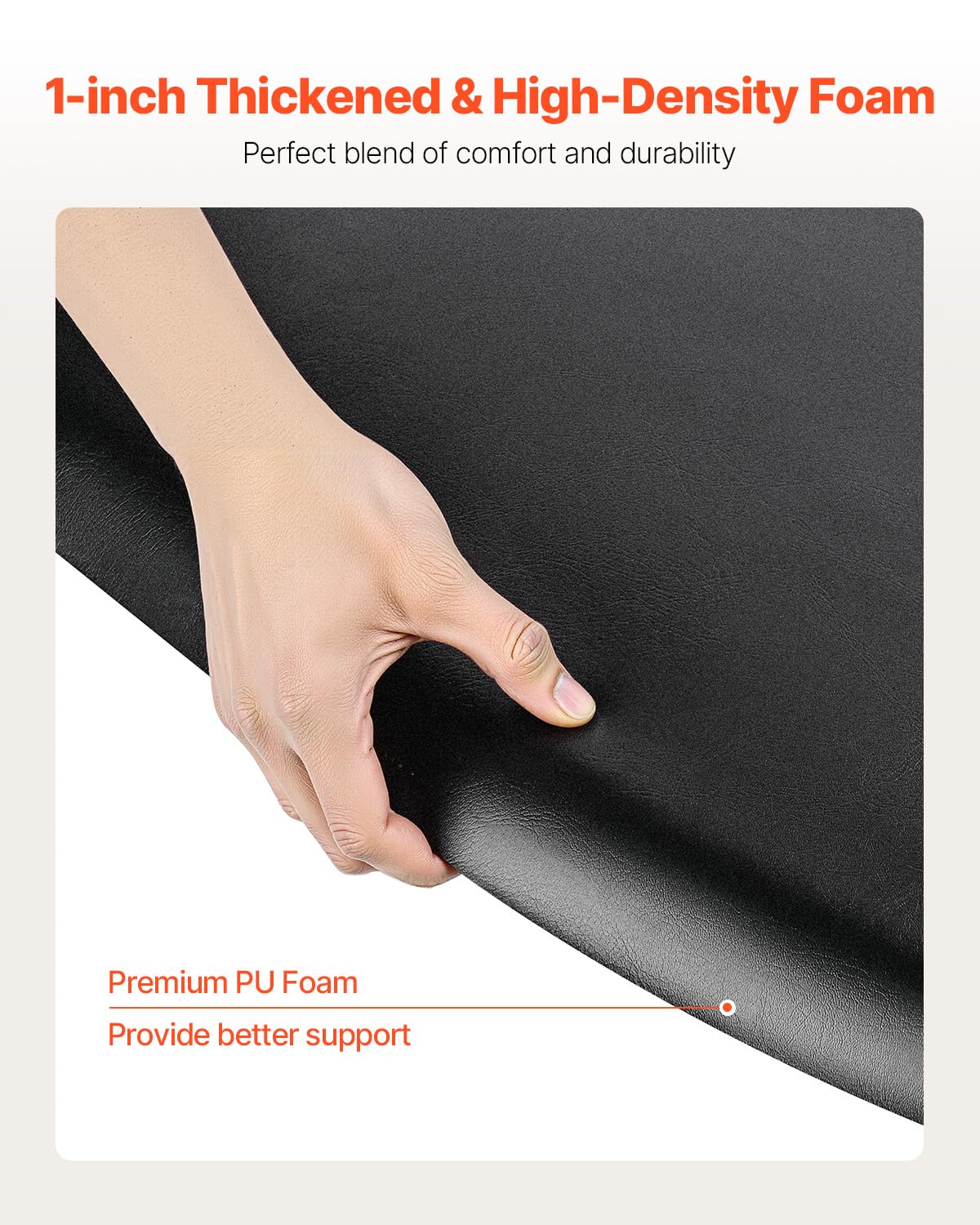 VEVOR Salon Mat for Hair Stylist, 3 x 4 FT Semi-Circle Salon Chair Mat, 1-inch Thickened Anti Fatigue Barber Shop Floor Mat with Round Cut Out, Easy-to-Clean PVC Surface & Anti-Trip Beveled Edges