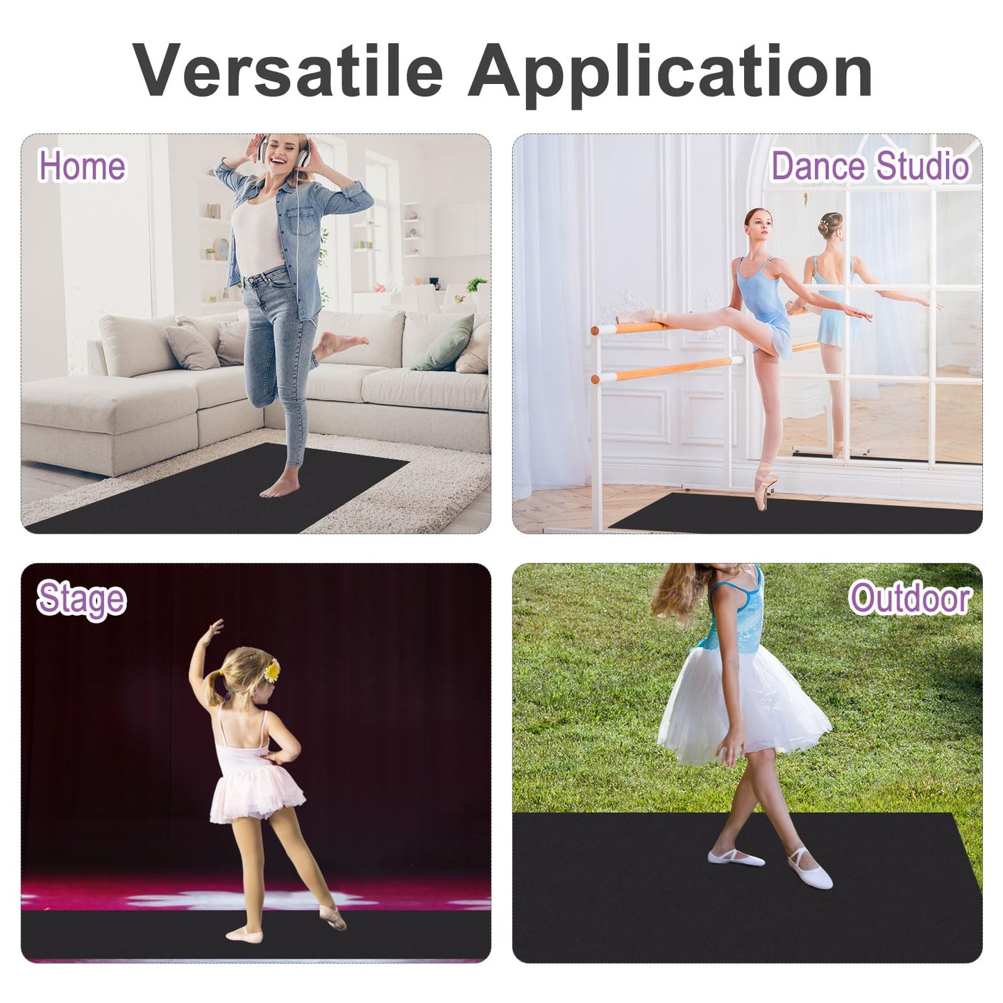 LTTGX Portable Dance Floor Mat for Turning Practice – Non-Slip Spin Training Mat, Portable Dance Turn Mat for Dancers – Round 33” & Rectangular 6.6×3.9ft (Rectangle)
