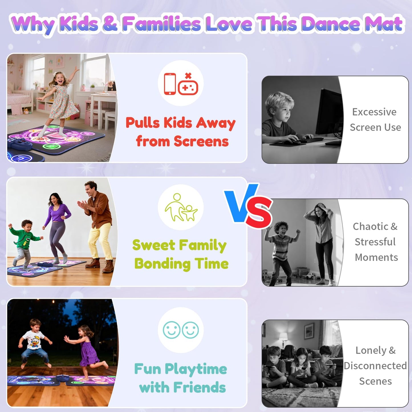 TooLion Double Dance Mat for Kids 3-12 - Dance Pad with Light-Up 12 Buttons,5 Game Modes,Touch-Sensitive & Built-in Music & Adjustable Volume,Christmas Birthday Gift for Boys Girls