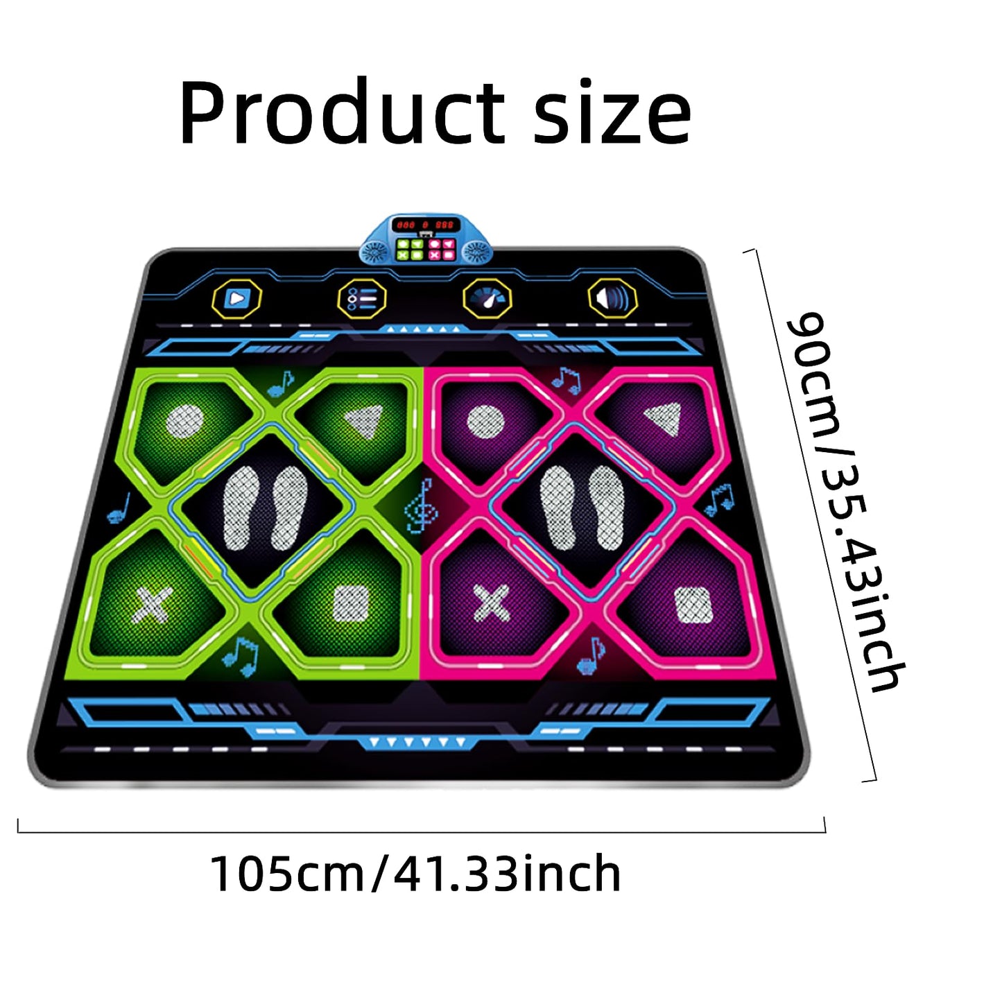 RUNJIAER Kids 2-Player Dance Mat, Dance Pad with Music & Adjustable Volume, 3 Difficulty Levels, Non-Slip Rhythm Step Play Game Toy for Boys Girls Ages 3-9, Granddaughters Birthday Gift