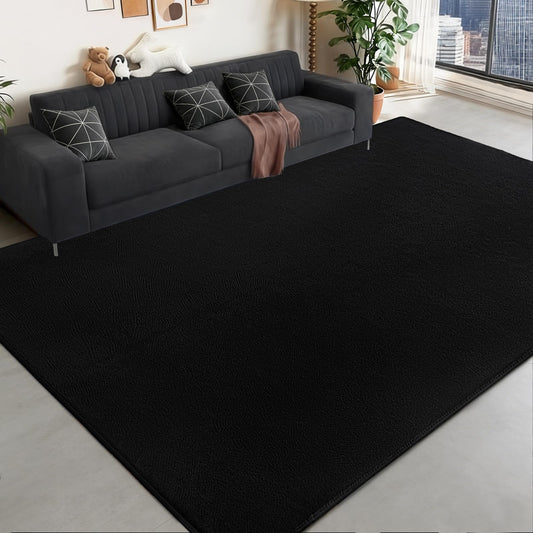 QDUIDU Large Area Rugs for Bedroom Living Room - 4x6 Feet Ultra Soft Black Rug Thickened with Memory-Foam, Solid Modern Minimalist Carpets for Home Decor, Non-Slip and Comfy Nursery Room Rugs