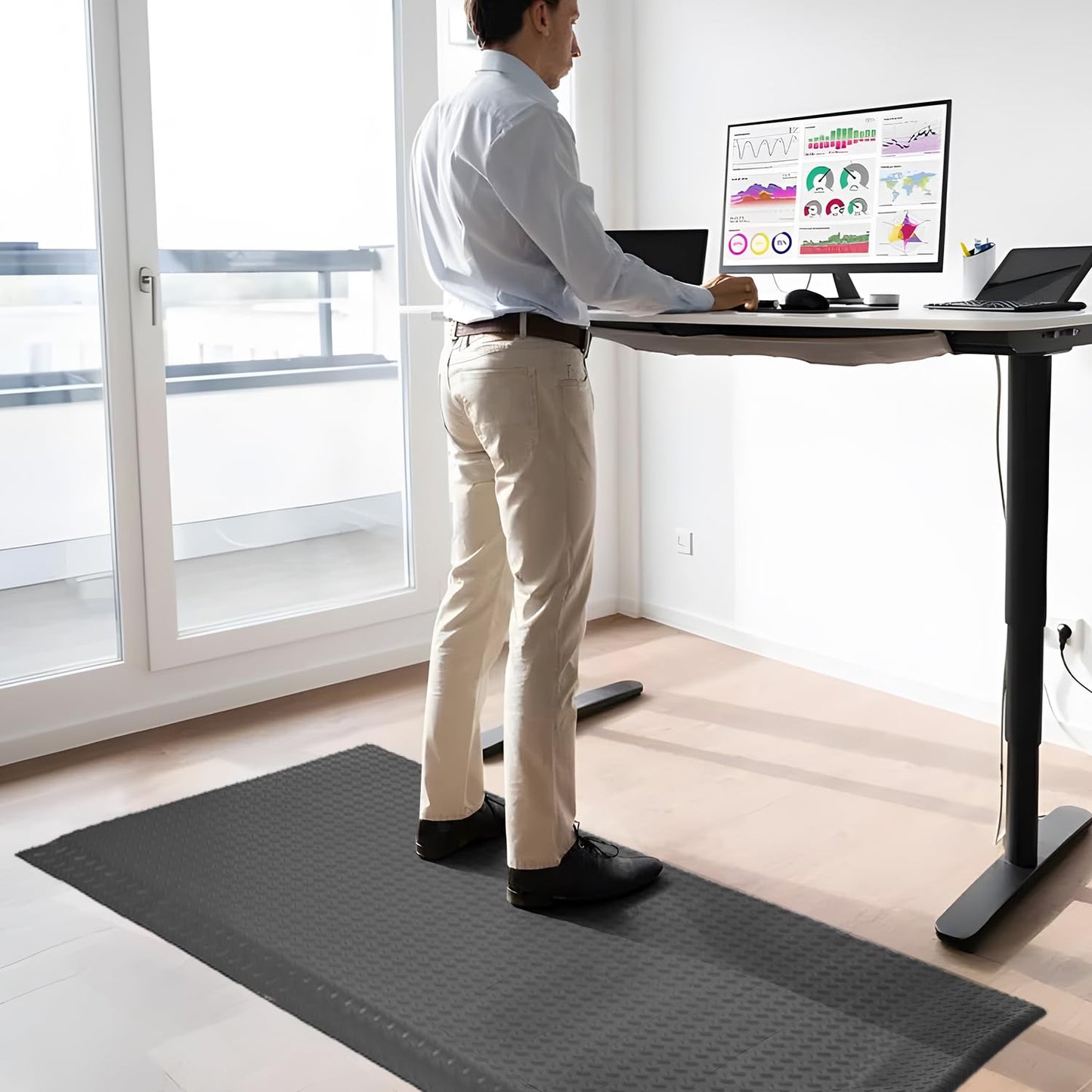 GOOFCXO Anti Fatigue Mat 2x5 Ft 15/16" Thick Soft Sponge Ergonomic Durable