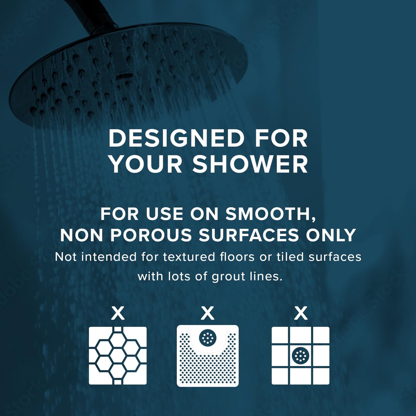 SlipX Solutions Power Grip Round Vinyl Standard Shower Stall Mat, 23” Round, Non-Slip for Elderly & Kids Bathroom, Essential Coverage, Drainage, 160 Suction Cups, Retro Style (2, Clear)