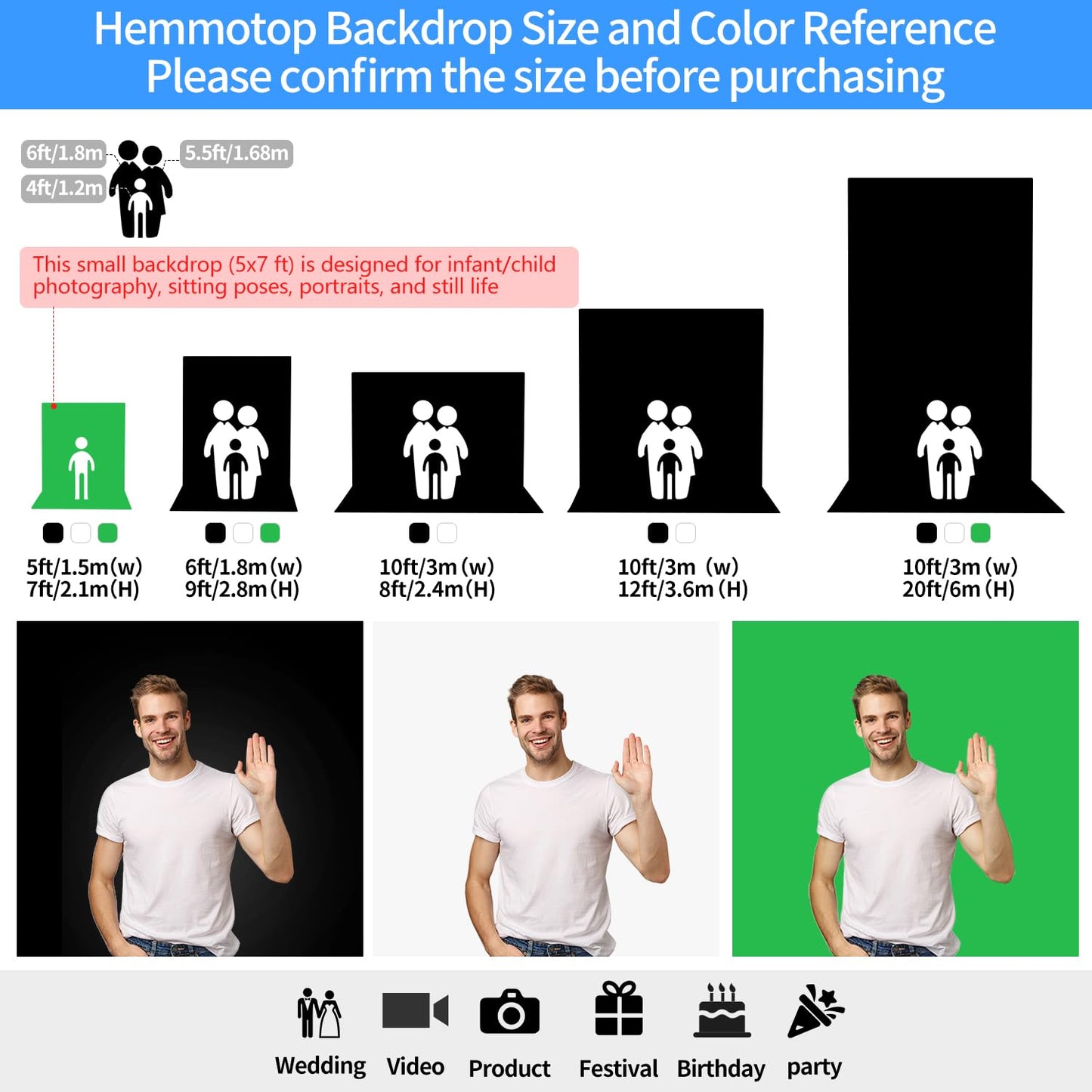 HEMMOTOP Photo Backdrop Curtains, 5x7 ft White Backdrop for Photoshoot, White Photography Seamless Backdrops Background for Easter, Birthday Party, Halloween, Photo, Projector Screen