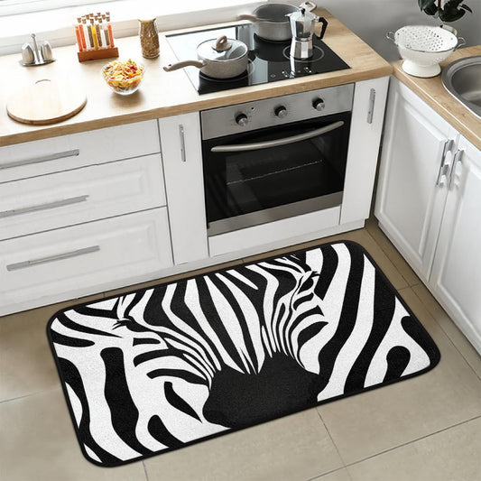 Black White Zebra Print Kitchen Rug Mats Anti Fatigue, Non Slip Doormat Comfort Standing Mat for Indoor Entryway Bedroom Garage Floor 39"x 20"