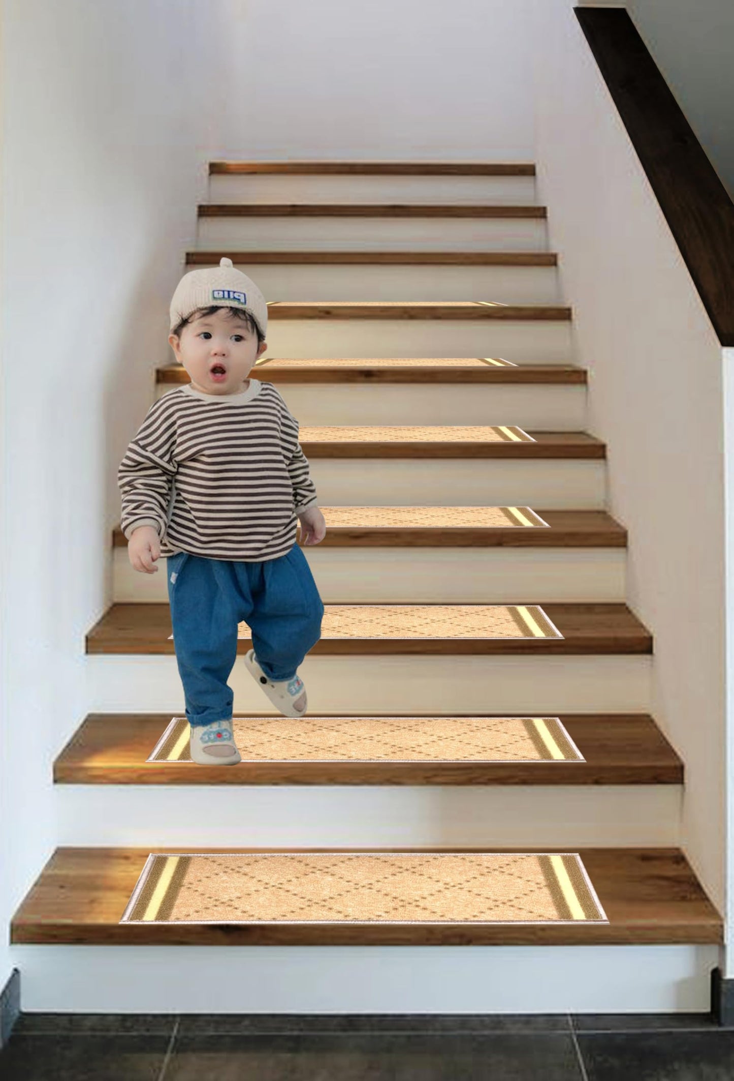 Gloria Rug Non-Slip Rubber Back Stair Treads - Skid Resistant Stair Mats - Set of 7 (8.5" x 26") (7, Stair-1985)