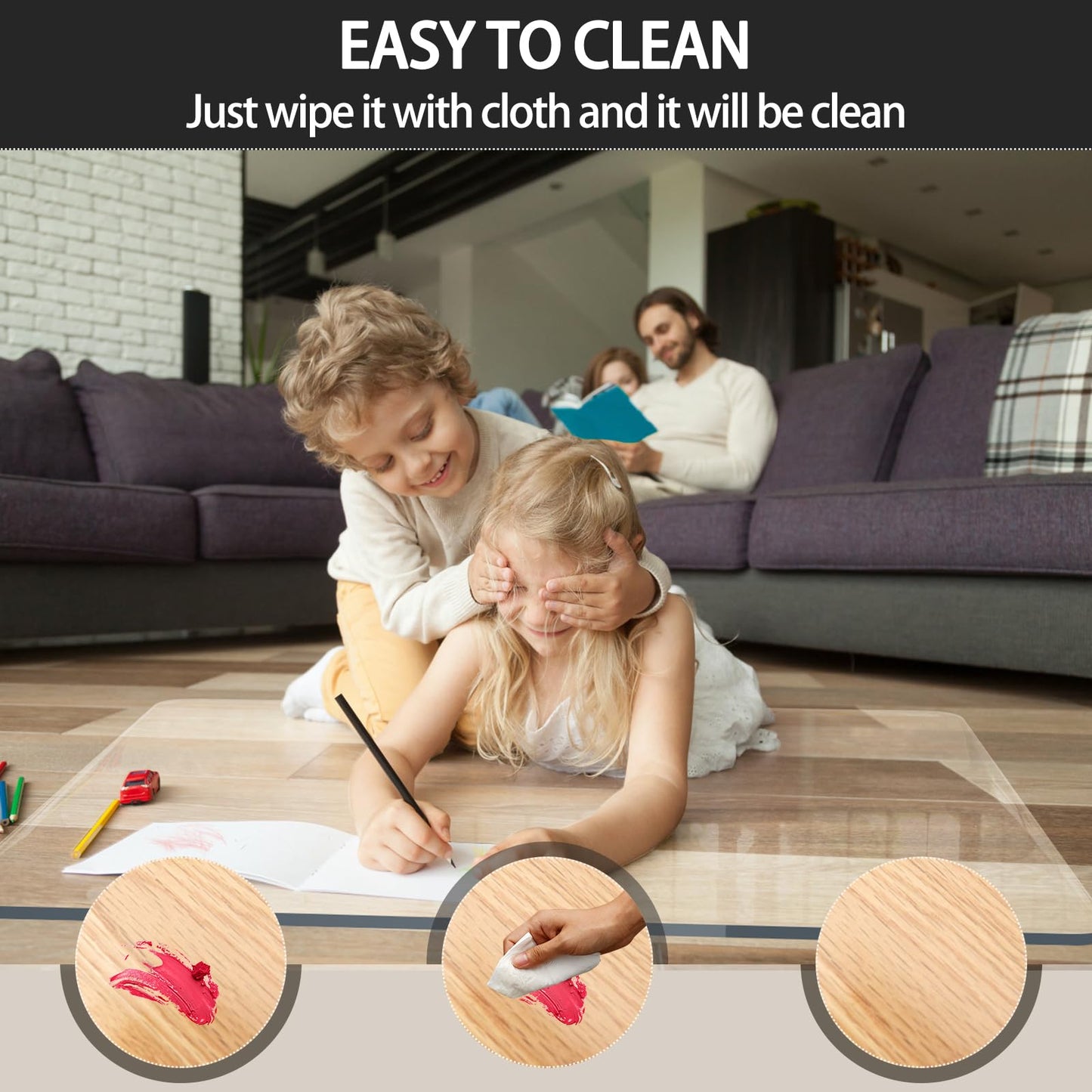 KAISLE Office Chair Mat for Carpet, 32x48 Clear Heavy Duty Plastic Rolling Chair Mat, Under Computer Desk Floor Mat Protector for Carpeted Floors, Can be Used on Carpet or Hard Floor