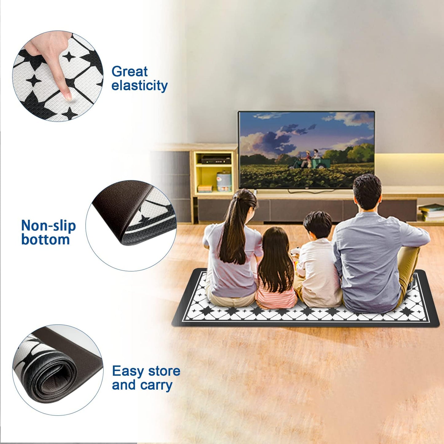 Artnice Kitchen Mat 2 PCS, Black White Plaid Cushioned Anti-Fatigue Kitchen Rug, Waterproof Non-Slip Kitchen Mats and Rugs, Heavy Duty Ergonomic Comfort Rug for Kitchen, Floor, Office, Sink