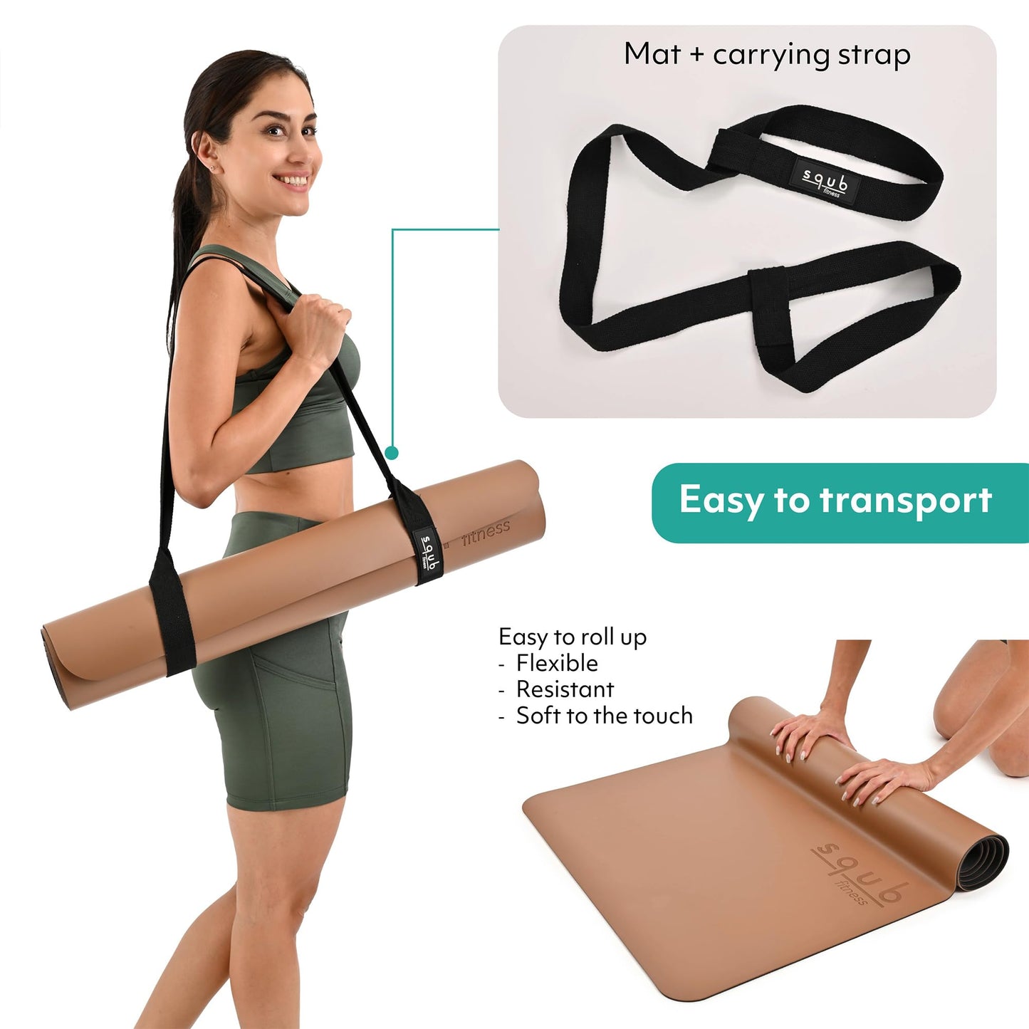 Premium PU & Natural Rubber, Yoga Mat Thick 5mm – Non Slip Exercise Mat Workout Surface, Extra Large 72'' x 27'' Wide Design, Pilates Fitness Training – Includes Strap & Carry Bag