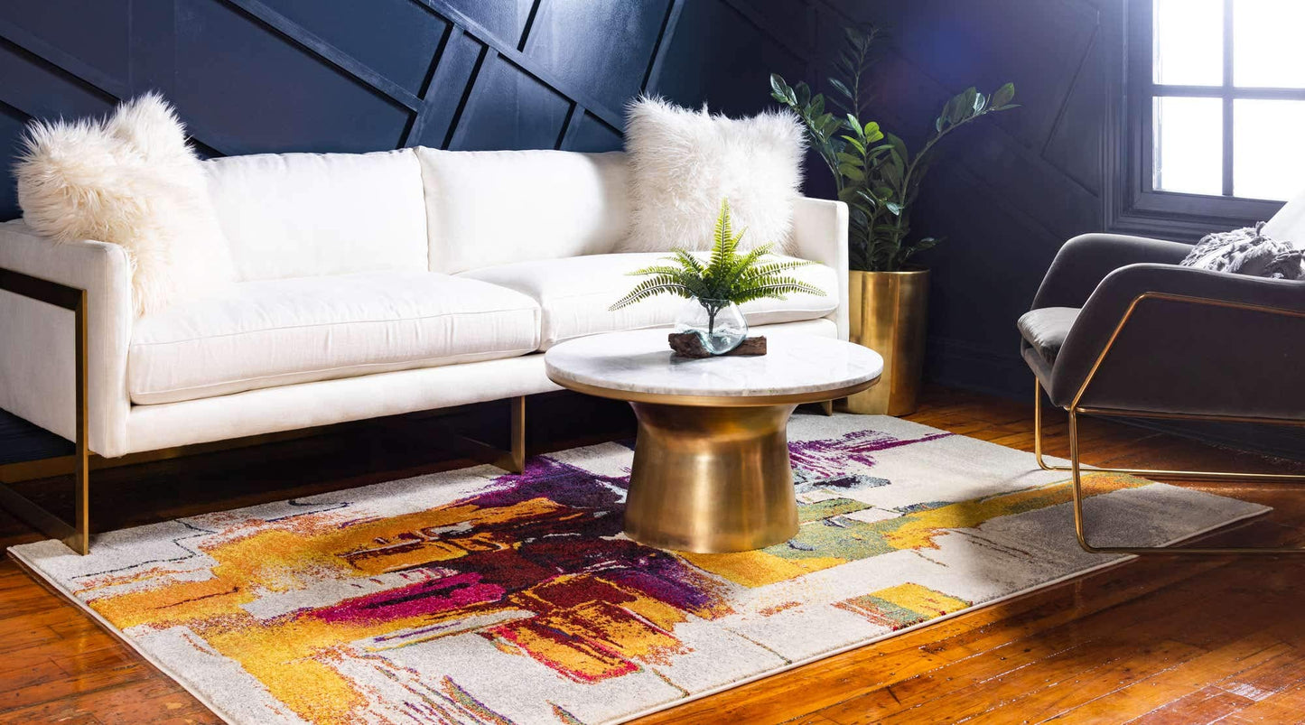 Unique Loom Estrella Collection Bright Colors, Geometric, Abstract, Modern Area Rug (6' 0 x 9' 0 Rectangular, Beige/Yellow)