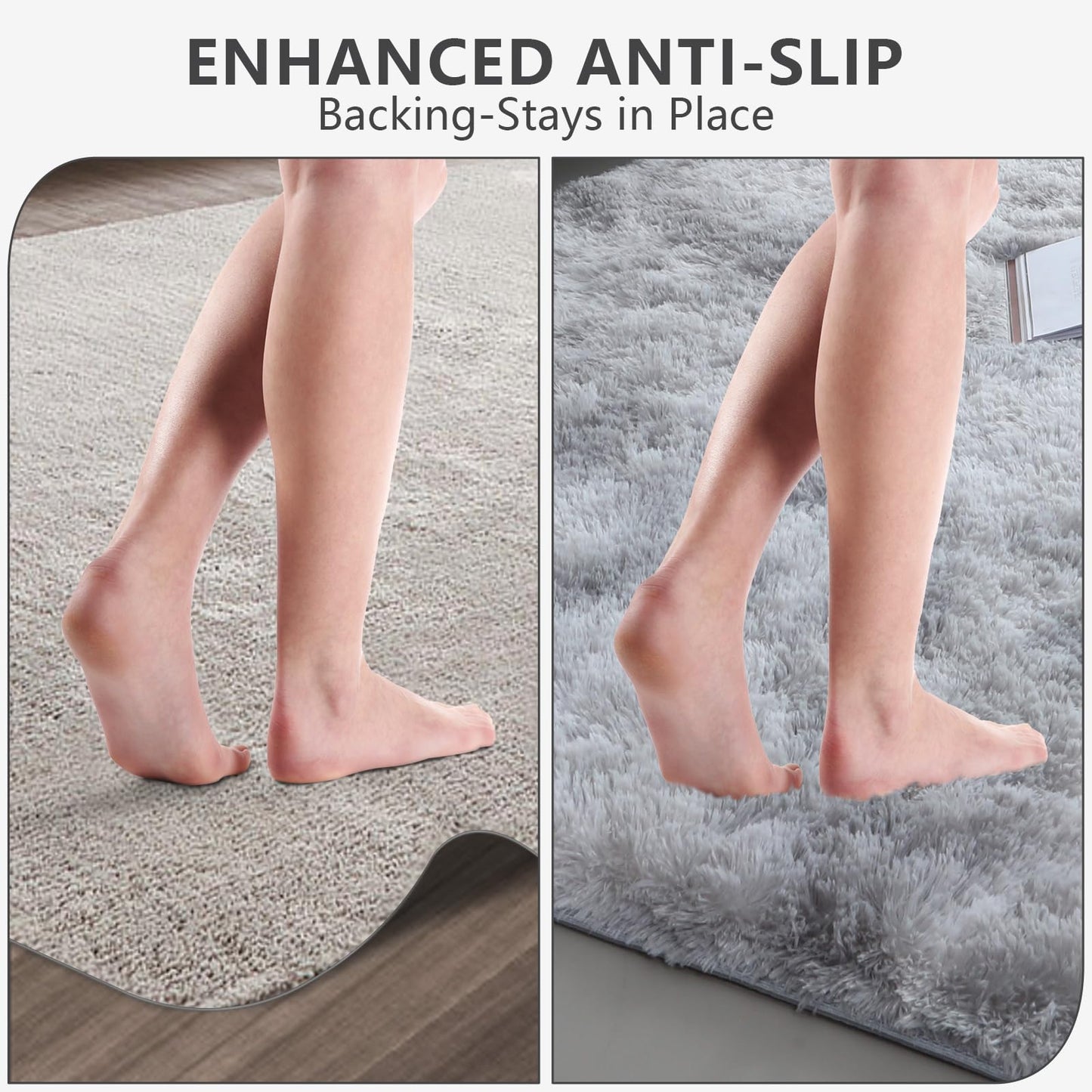 Shag Area Rugs for Bedroom Living Room,8X10 Ultra Soft Fluffy Area Rugs for Dorm, Indoor Carpet Nursery Rugs for Kids Girls Room Home Decor,Tie-Dye Grey