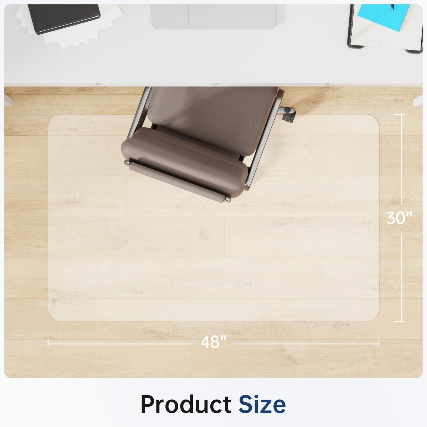 Cybstrax Office Chair Mat for Hardwood Floor - 30 x 48'', Transparent Computer Desk Chair Mat Easy Glide Floor Protector Mat for Rolling Chairs Office & Home