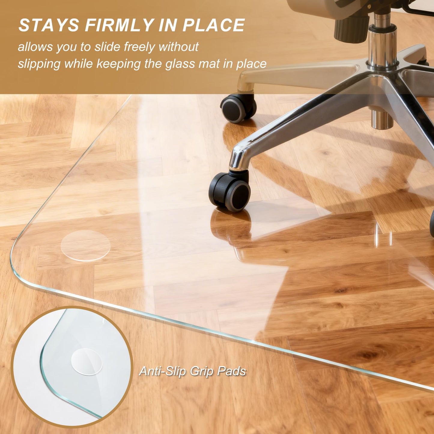 Vicwe Glass Chair Mat for Carpet,32"x54" Tempered Glass Office Chair Mat,1/5" Thick Glass Chair Mat with Rounded and Polished Edges,Smooth Glide for Carpet & Hardwood Floor Protection