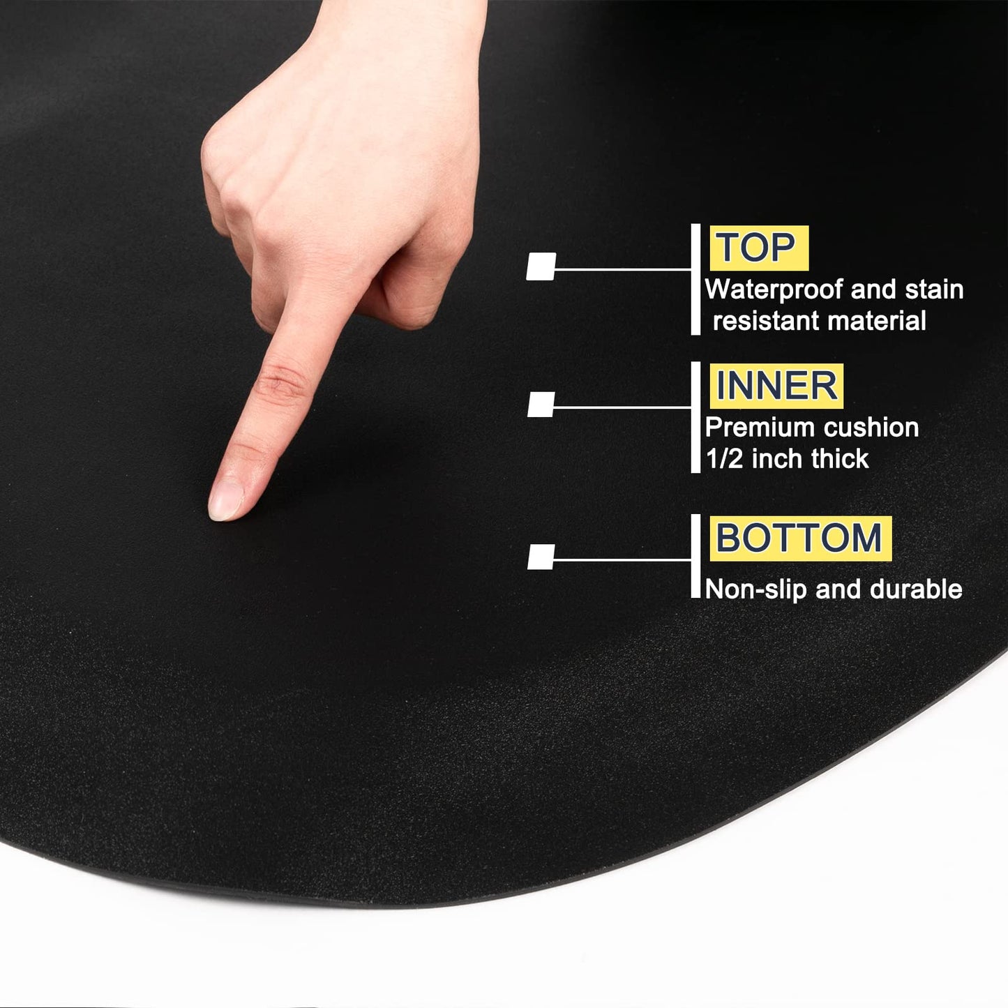 OmySalon 1/2'' Thick Anti Fatigue Mat for Hairstylist Standing, 3'x5' Barber Floor Matt with Round Cut Out for Salon Styling Chair, Hair Cutting Hairdressing Equipment
