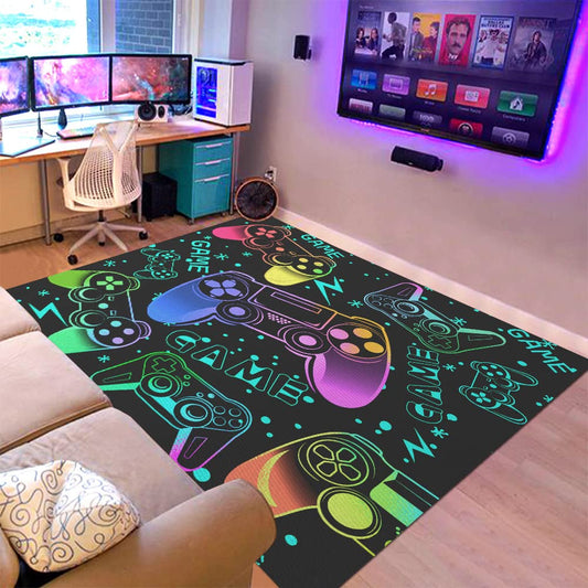 Video Game Room Rug Teen Boys Mens Game Theme Room Bedroom Decor, Colorful Gamepad Gaming Controller Design for Teenage Boys Living Room Desk Carpet Mat Non-Slip 59"*39"