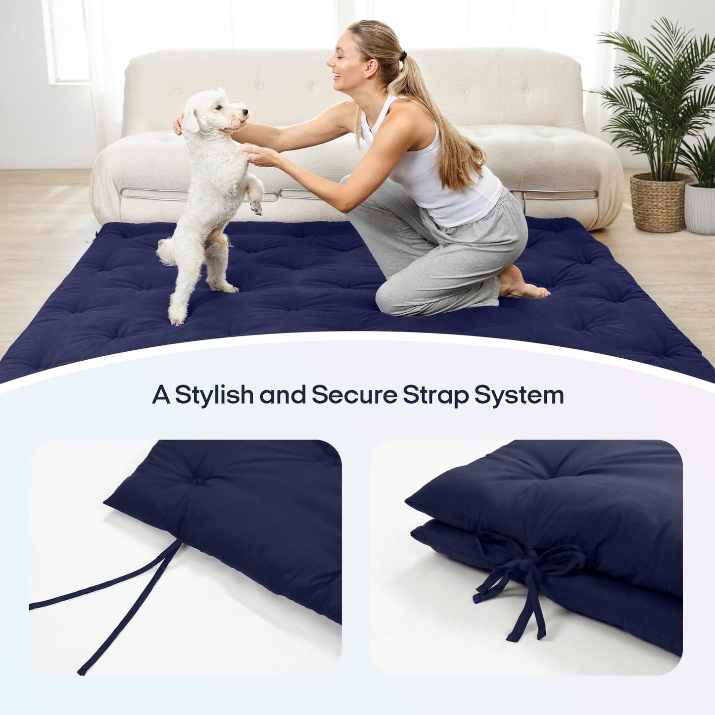 Syrinx Water Resistant Japanese Futon Mattress, Twin Size 75"x39", 2.5 Inch Thick Japanese Floor Mattress Tatami Mat, Foldable Floor Bed Sleeping Pad for Dormitory Guest Room Camping