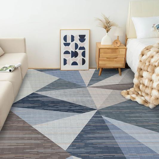 HOMFINE Modern Geometric Area Rug – Machine Washable & Non Slip, Soft Non Shedding Rug for Living Room and Bedroom - Blue, 8'x10'