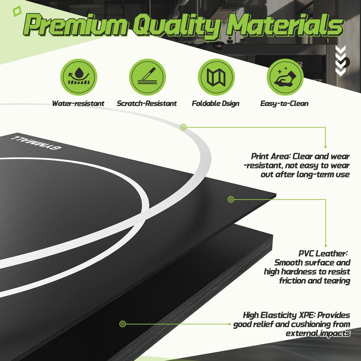 GYMMALL Wrestling Mat 6.6'x10' for Home Outdoor Indoor, 1.2" Thick Foldable XPE Jiu Jitsu Floor Exercise Mat for Gymnastics, PE Training, BJJ, MMA, Martial Art, Grappling, Judo, Boxing, Yoga - Black