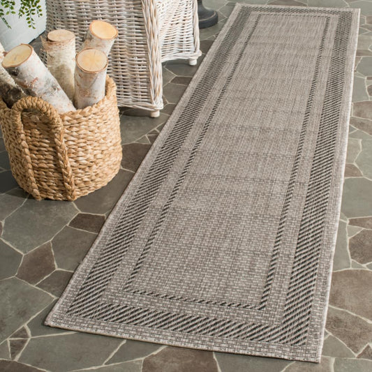 SAFAVIEH Courtyard Collection 2'3" x 8' Beige/Black CY8477 Indoor/ Outdoor Waterproof Easy Cleaning Patio Backyard Mudroom Runner Rug