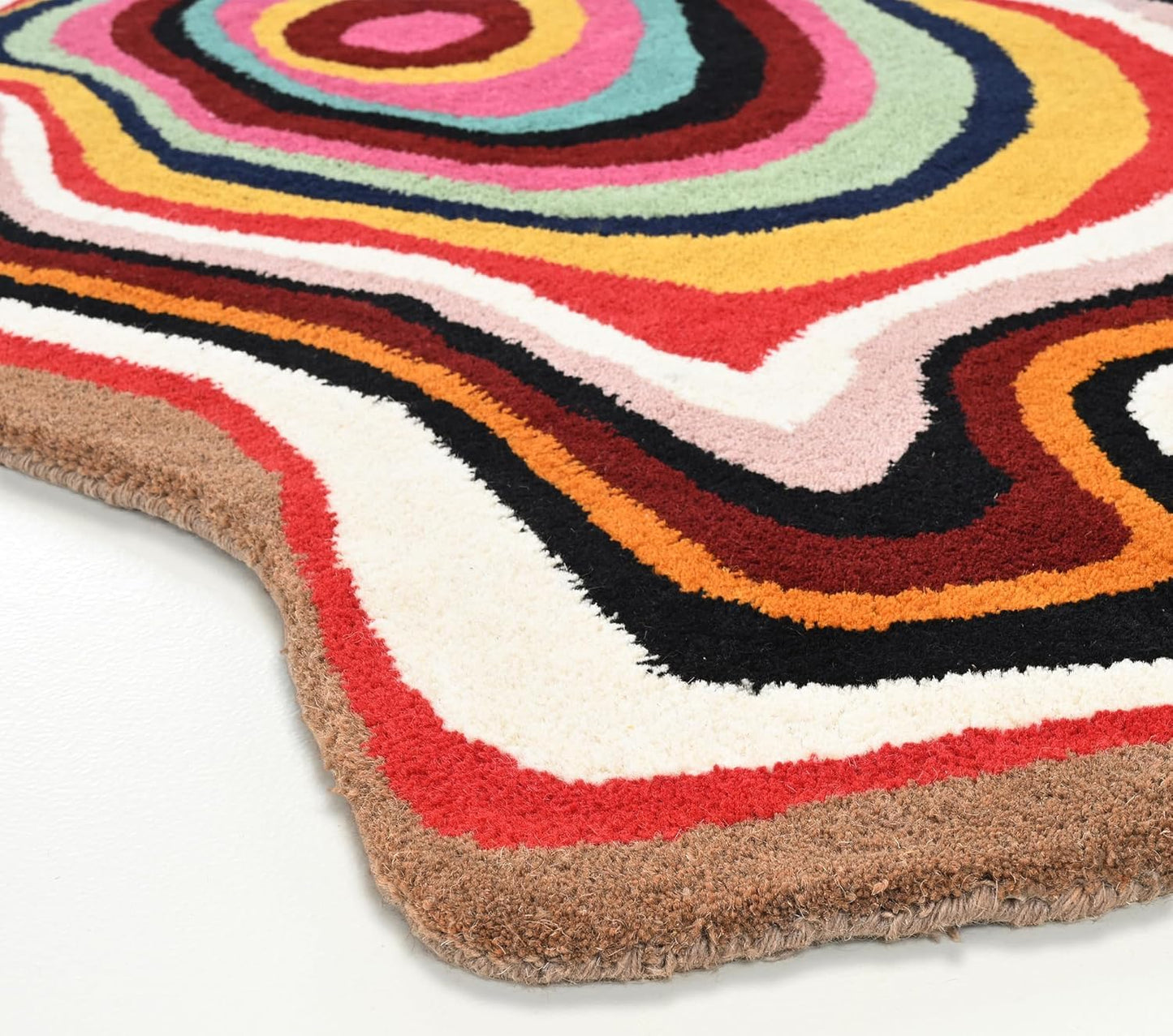 TTC THREAD & TEXTURE CARPET Crafted with Care: Premium Hand-Tufted Wool Carpets Irregular Shaped Handmade Area Rugs, Living Room, Bedroom 5' x 8' (U-Shape) Multi3