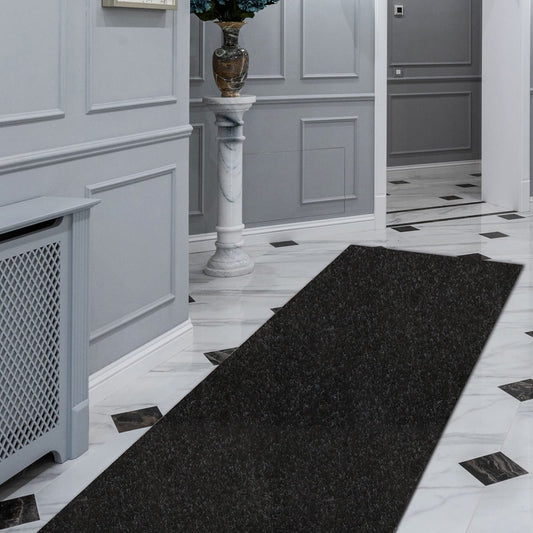 FREADEM Runner Rugs 2' x 6' Indoor Outdoor Carpet Runner, Area Rugs with Anti-Slip Rubber Backing for Aisle Hallway Balcony Garage Entryway Stair, Black
