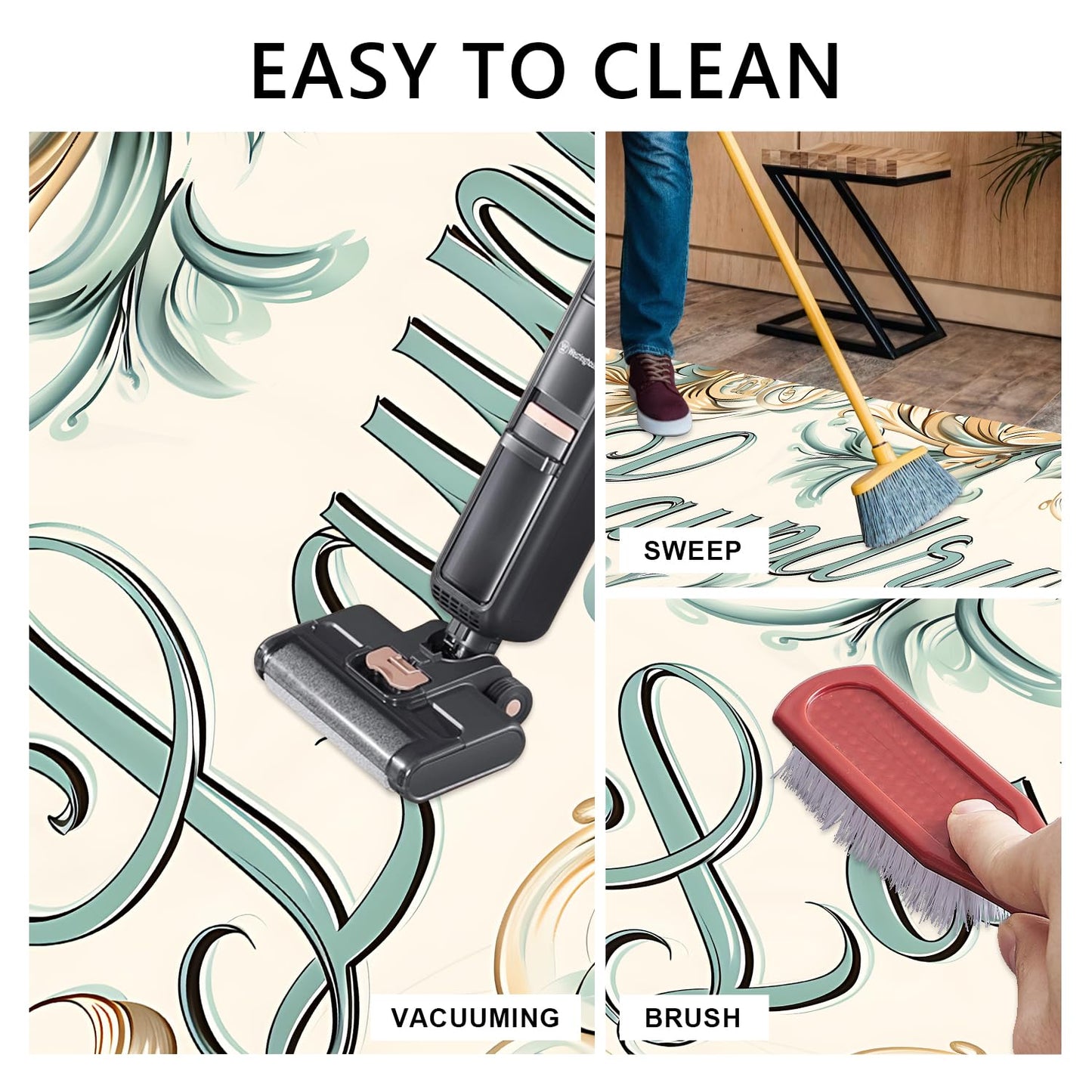 LEIWEIHOPE Runner Rug 20x47 inch, Non-Slip Waterproof Laundry Room Rug,Spring Summer Holiday Kitchen Runner with Festive Designs,Indoor Decorative Mat for Home (Letter, 20x47 inch)