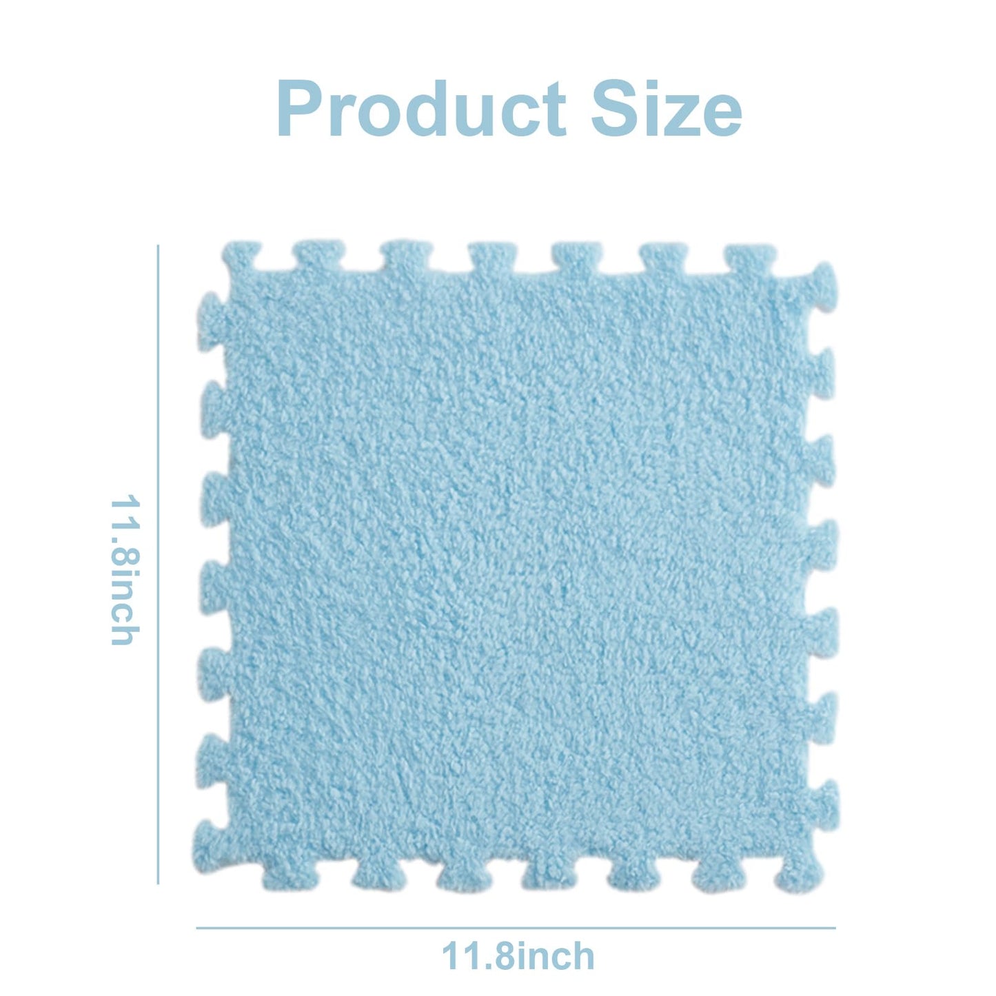 10pcs Plush Puzzle Foam Floor Mat,Soft Fluffy Interlocking Square Foam Tiles Area Rugs Carpet for Parlor Bedroom Decor
