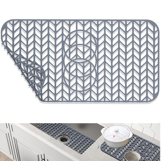 GUUKIN Sink Protectors for Kitchen Sink 19x13 & 24x12.5 & 13x11 & 26x14 & 28x14 & 29x15, Large Silicone Mats Grid for Bottom of Farmhouse Stainless Steel (24x12.5 with 3 Reserved Holes)