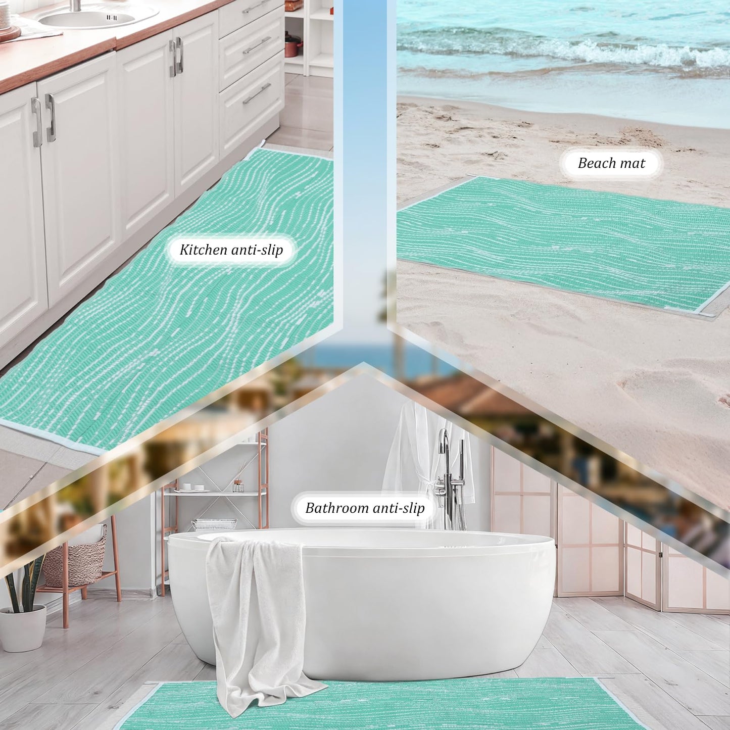 Tinideya 4 x 6 ft Pool Mats for Deck Pool Rugs Outdoor Waterproof Non Slip Outdoor Deck Rug with Non Slip Pad for Patio and Poolside