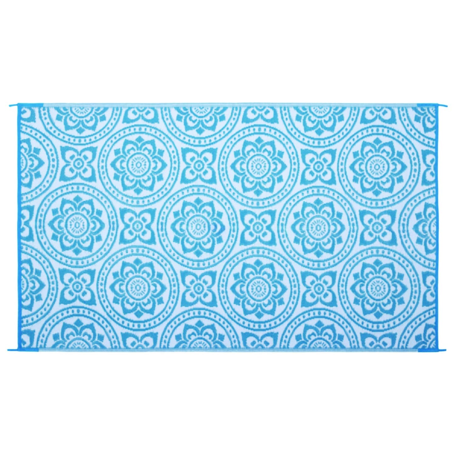 Stylish Camping 255083 5-feet by 8-feet Reversible Mat, Plastic Straw Rug, Large Floor Mat for Outdoors, RV, Patio, Backyard, Picnic, Beach, Camping - Leaf Mat (Turquoise/White)