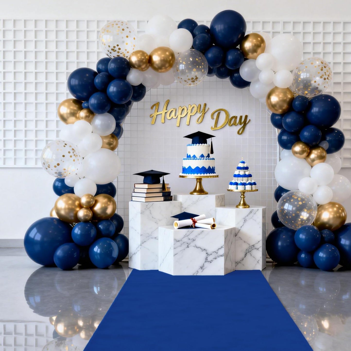 Blue Carpet Runner for Party 140GSM Polyester Fabric Carpet Runner Decorations for Hollywood Theme Party, Runway Rug Prom Aisle Rug (Blue, 3 X10 FT)