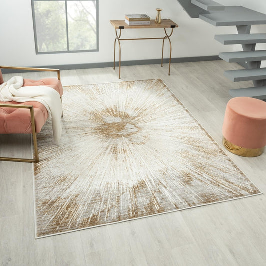 LUXE WEAVERS Abstract Spark Patterned Gold 4x5 Area Rug for Living Rooms