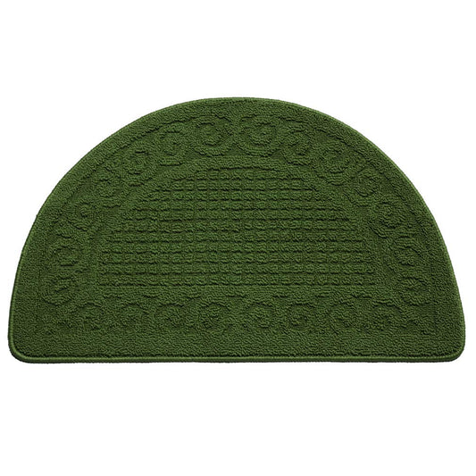 VANZAVANZU Kitchen Rugs, 31"x19" Kitchen Mats, Half Moon Round Kitchen Rugs Carpet, Specialized in Ultra Anti Skid Absorbent and Machine Washable for Kitchen Doorway Floors Accessories (Dark Green)