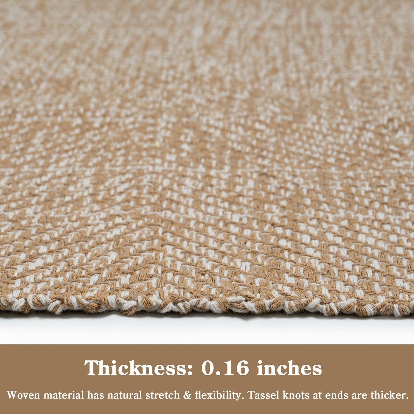 Collive 2' x 4.3' Indoor Outdoor Rug, Modern Farmhouse Kitchen Runner Rugs Hand-Woven Bathroom Mat, Tan Boho Washable Front Door Mats Reversible Entry Carpet for Laundry Bedroom Porch Decor