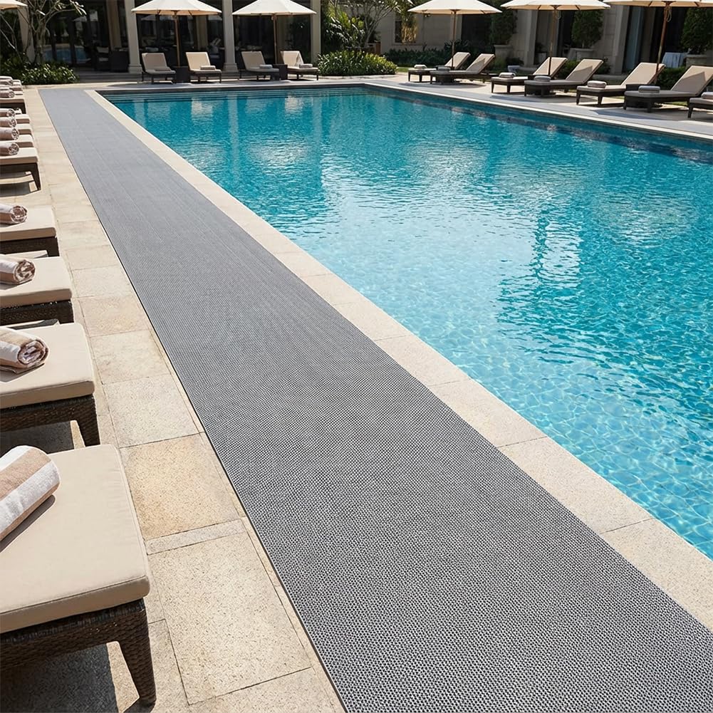 LITA Drainage Non Slip Flooring Mats Swimming Pool Bathroom Mat Anti-Fatigue PVC Mat Heavy Duty Commercial Anti Slip Floor Mats for Outdoor Balcony Garage Restaurant Sauna SPA (Gray, 3FTX8FT)