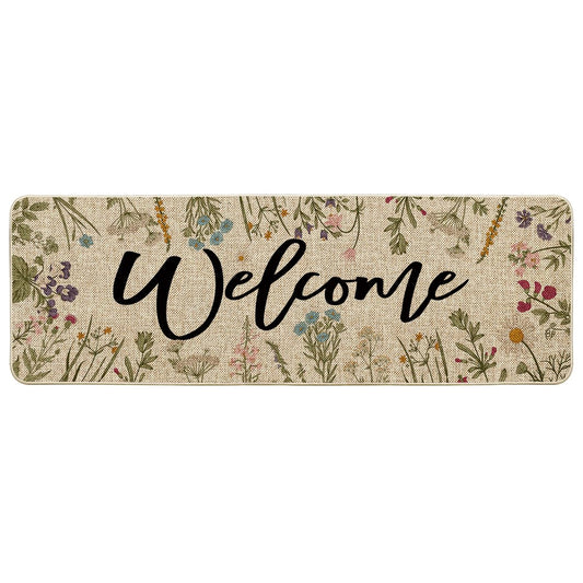 Artoid Mode Wild Flowers Welcome Spring Runner Rug, Summer Home Decor Low-Profile Switch Rug Door Mat Floor Mat for Indoor Outdoor 24x72 Inch