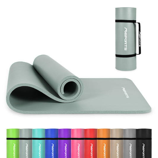 MSPORTS Thick Yoga Mat Premium Non Slip – Extra Comfortable Exercise Mat for Home Workouts, Pilates, Stretching & Gym – Cushioned NBR Foam, Yoga Mat with Strap, for Women & Men (Mint, 74.5 x 40 x 0.6 in)