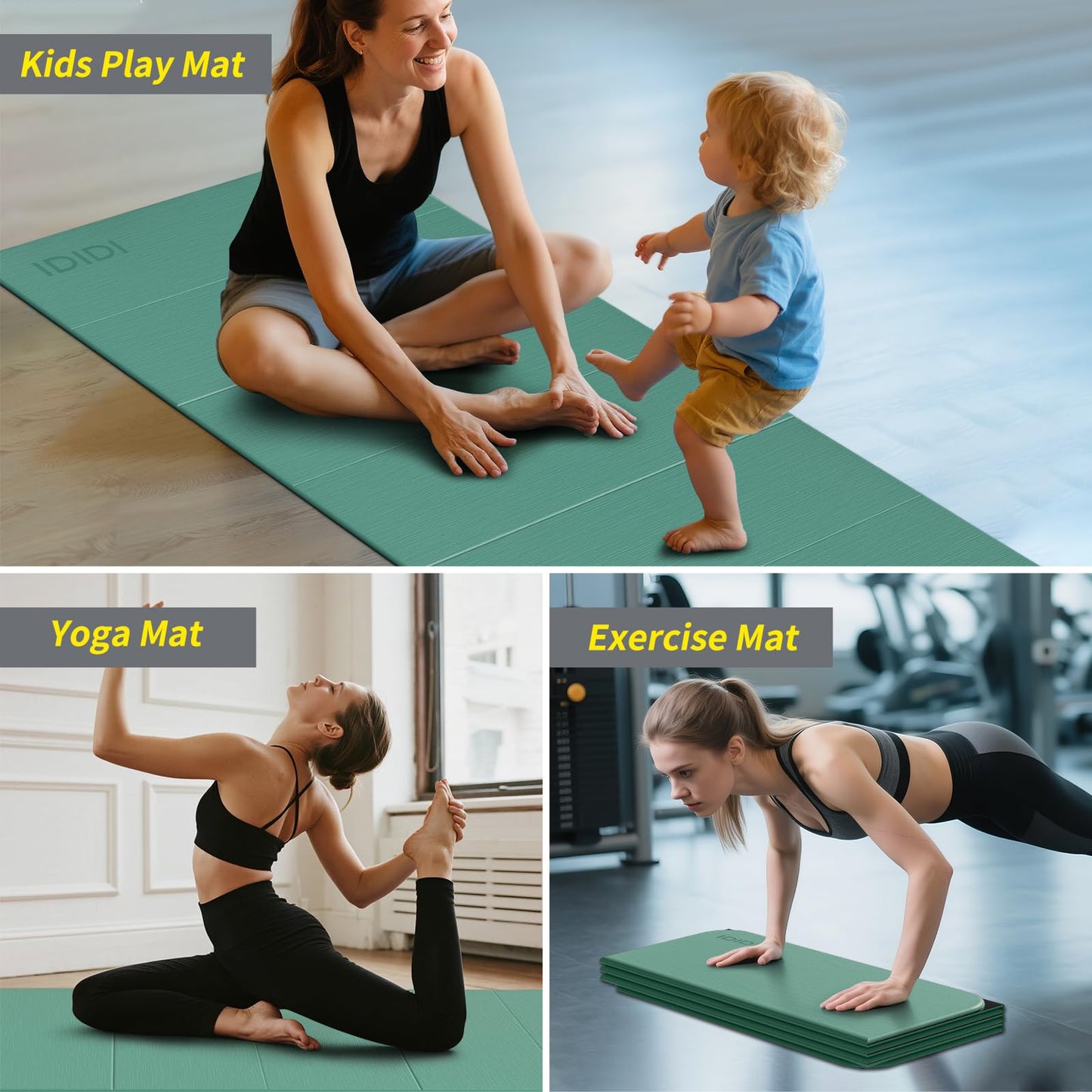 Foldable Yoga Mat Extra Large Wide 74"×31.5"