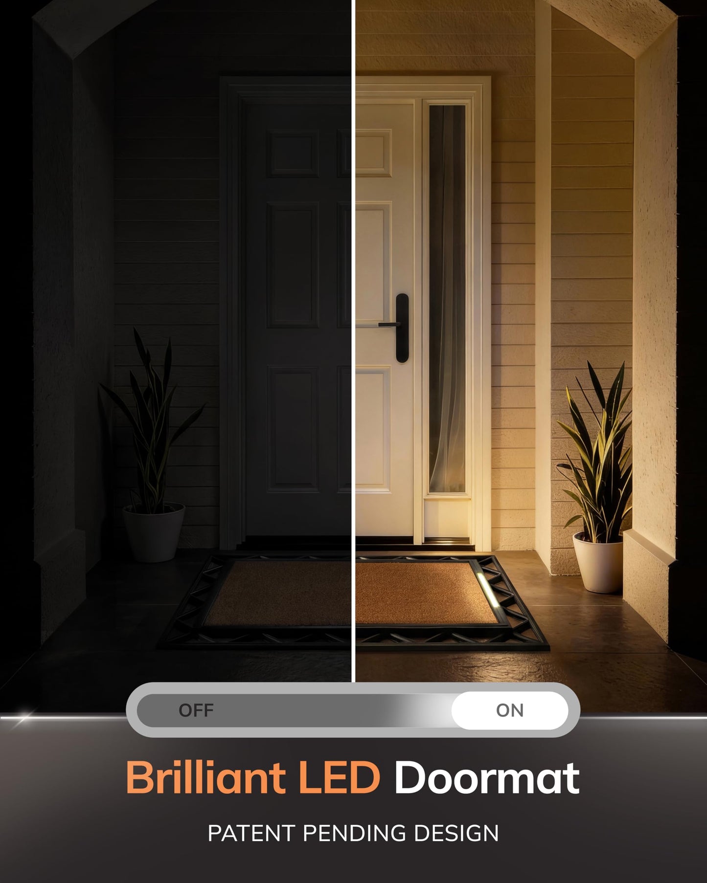 Anji Mountain BriteStep with LED Lights, Front Door Mat - Pressure-Activated Welcome Mat, All-Weather, Outdoor Doormat 18x30 Coir Insert, Wireless 3AA, Auto Shut-Off, 38x26.5in