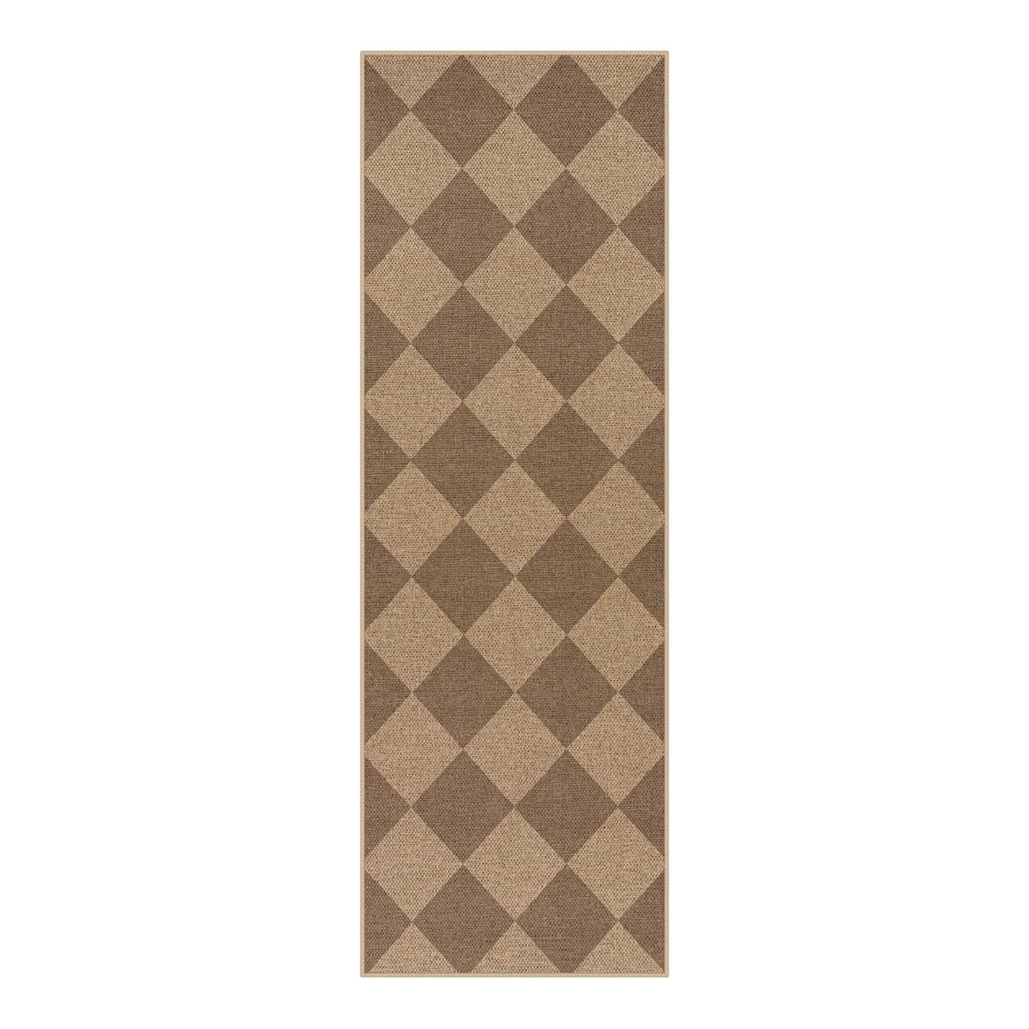 Lahome Colette Checkered Easy Jute Runner Rug, 2x6 Kitchen Mats for Floor Non Slip Washable Entryway Runner, Checkerboard Nature Indoor Outdoor Carpet for Hallway 6ft Entry