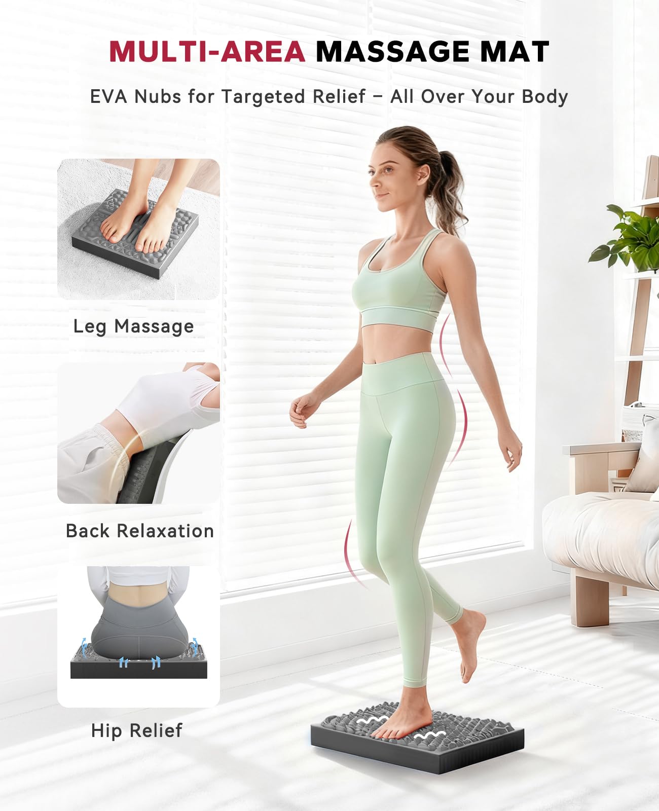 HAPBEAR Exercise Balance Pad - 15"x12" Non-Slip Textured Foam Pad with 2-in-1 Stability, 2.2" Thick TPE & EVA with Soft Cushioning for Adults, Physical Therapy Core Training - Black
