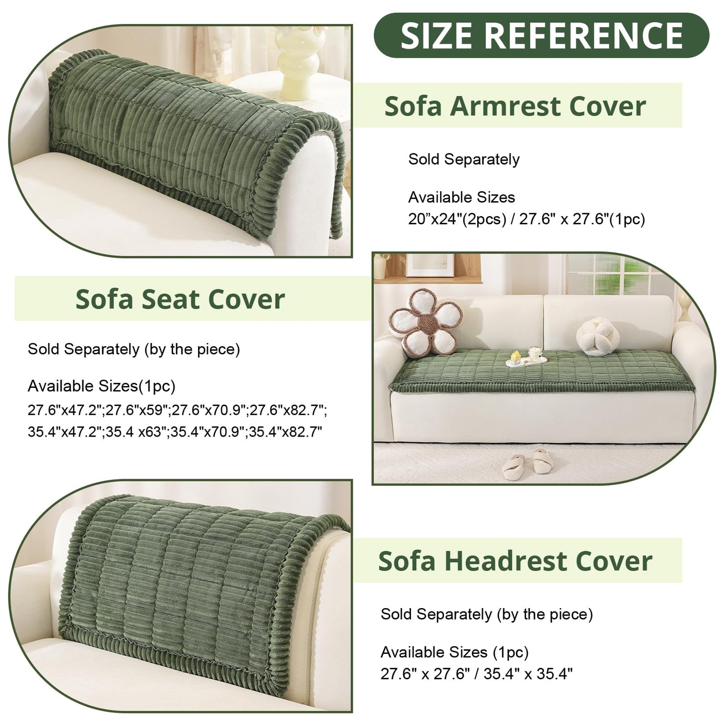 OstepDecor Couch Cover for Dogs, Washable Non Slip Sofa Cover for Pets, Soft Couch Covers for Sofa, Loveseat and Sectional, Furniture Protector Against Pet Hair & Scratches (27.6" x 27.6", Moss Green)