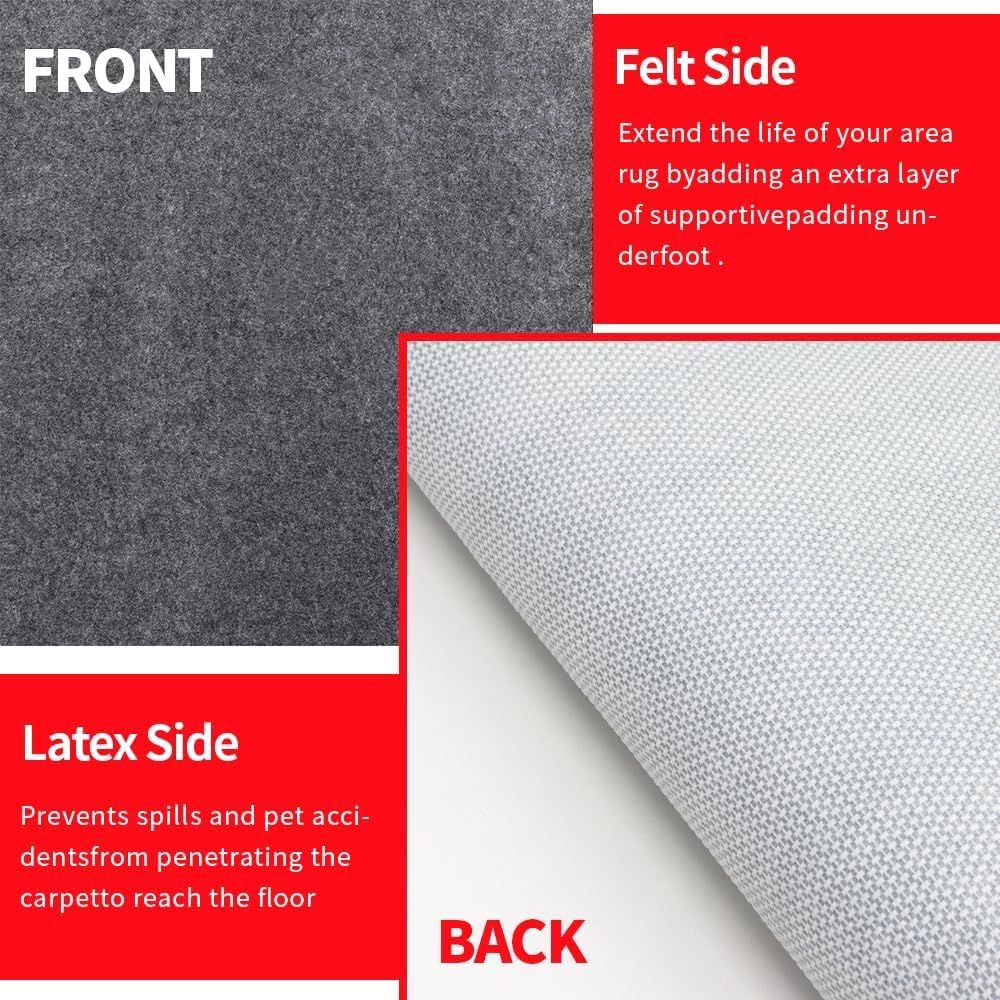 Waterproof Rug Pad Round 6-Foot Waterproof Non-Slip Rug Pad Non-Slip Rug Pads for All Floors and Finishes, Felt Pad for Hardwood Floors, Keeps Carpets in Place Soft and Safe (6TF)