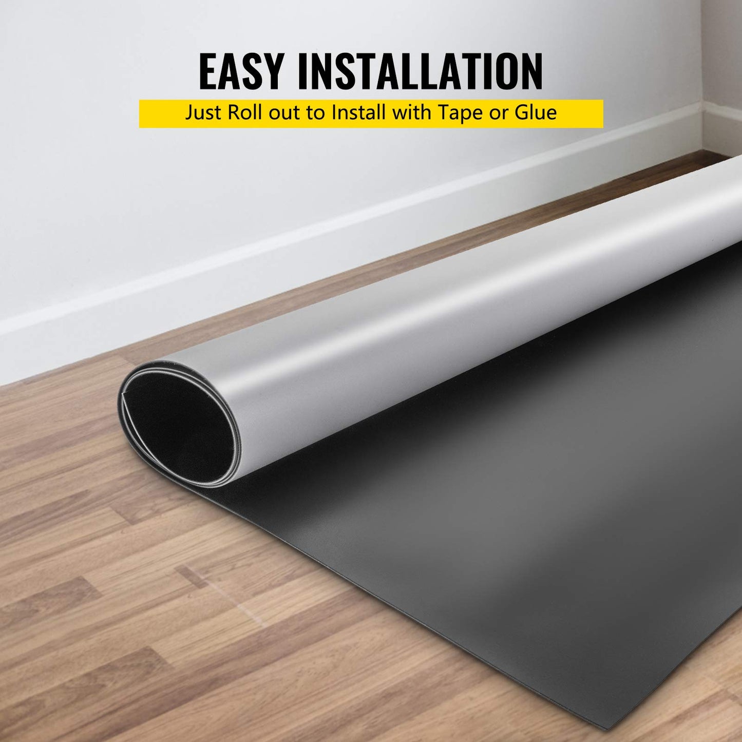 VEVOR Dance Floor Roll 6.6x49.2ft, 1.5mm PVC Dance Flooring Marley Dance Practice Floor Grey/Black Roll out Dance Floor Non-Slide & Wearproof Portable Dance Mat Easy Cleaning for Ballet